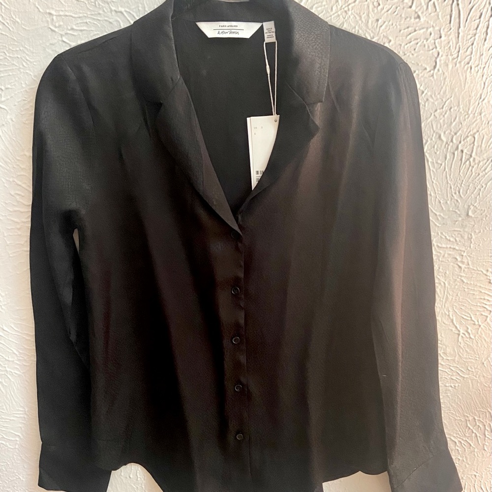 NWT & Other Stories Black silk button up blouse